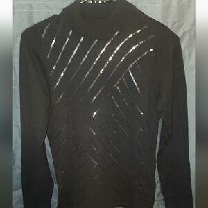 Joan Rivers Black Turtleneck with Shimmering Accents